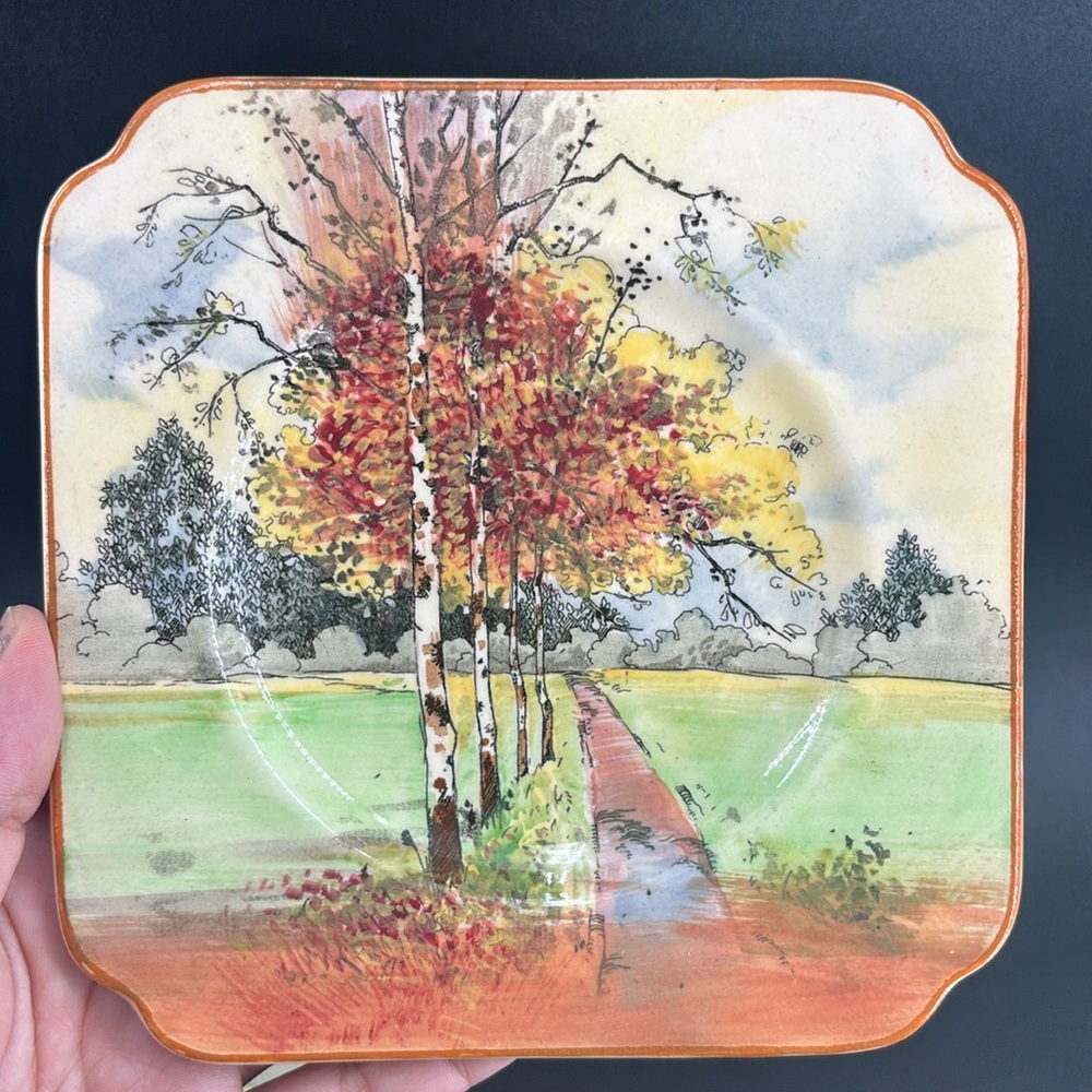Pair Vintage 1930s Royal doulton ‘autumn glory’ sandwich/bread square plates